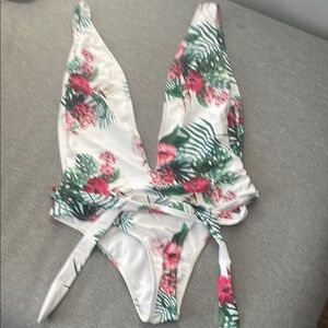 Target Floral One Piece Swimsuit - White and Green